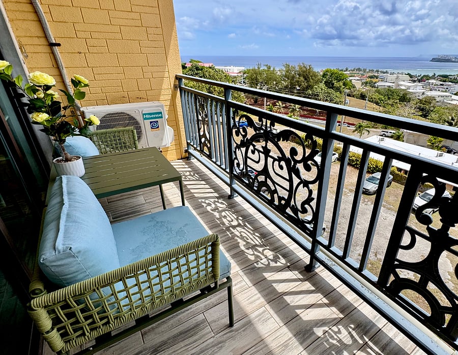 Unit403 top floor with an outdoor furnished balcony. Oceanview/city view. $2200/month.
