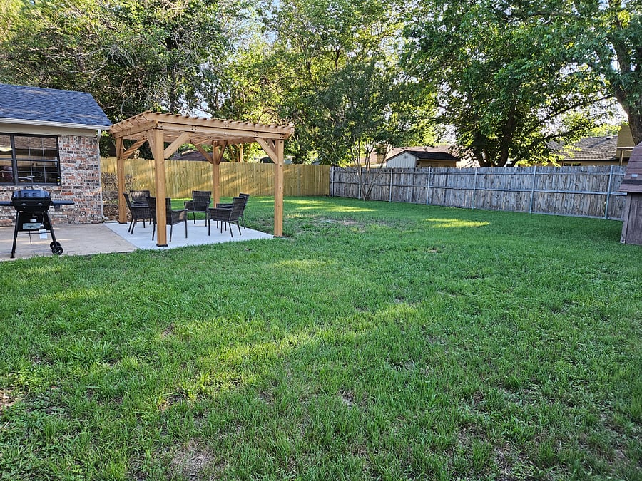 Backyard Pergola, BBQ Grille, Seating