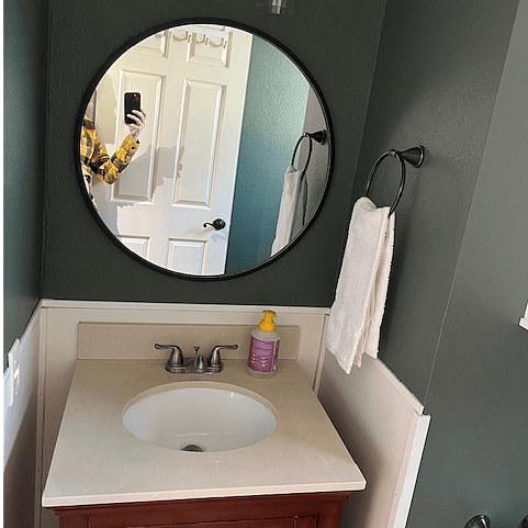 Bathroom sink and mirror.