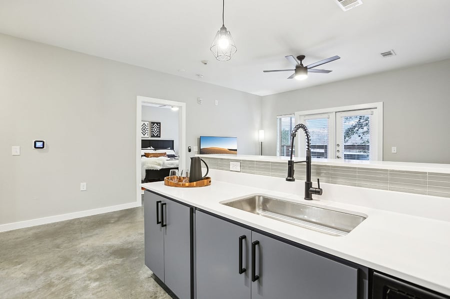 Kitchen is open to living room