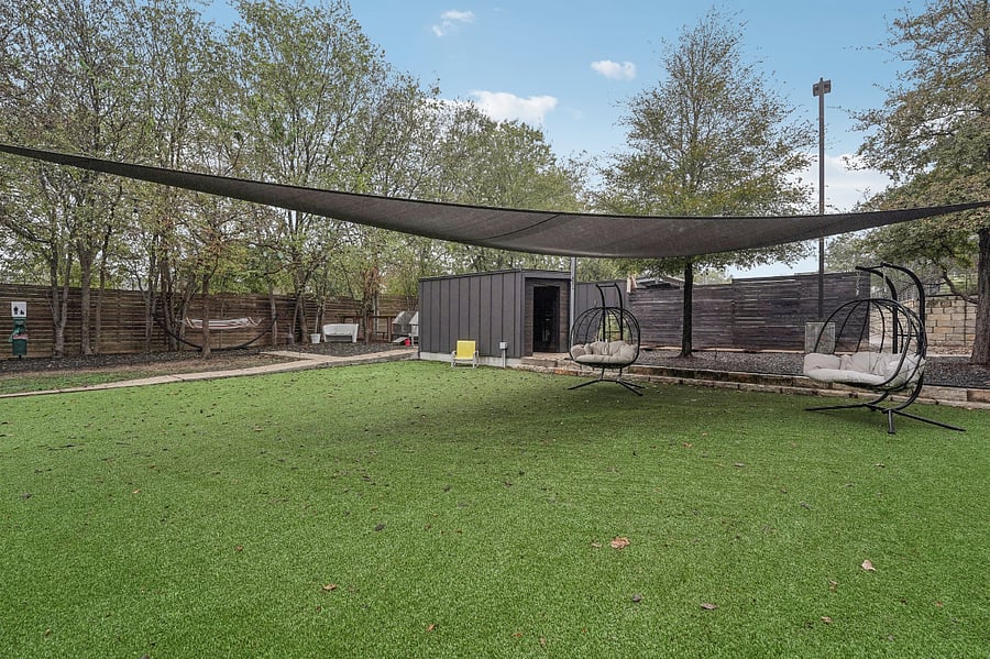 Outdoor community lounge area and space for yoga