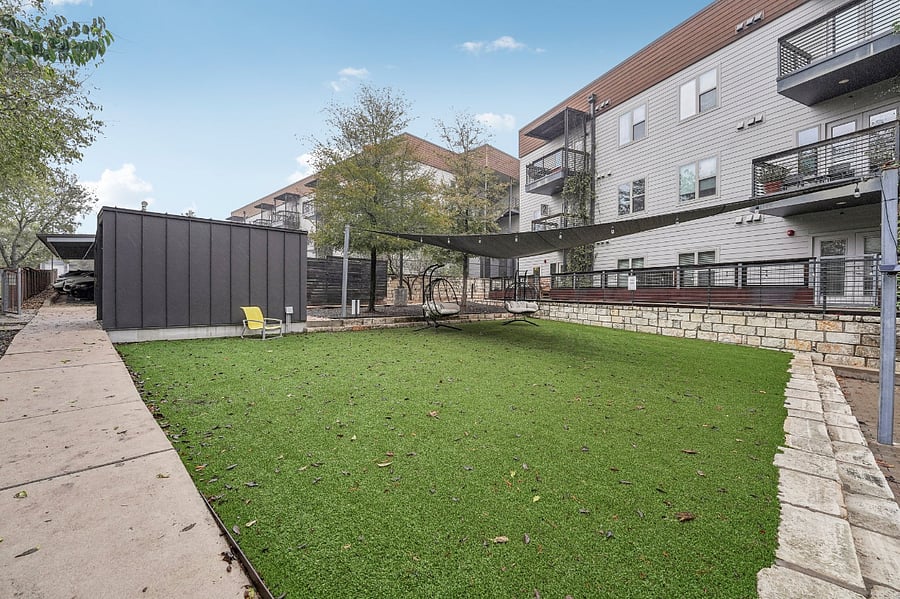 Outdoor community lounge area and space for yoga