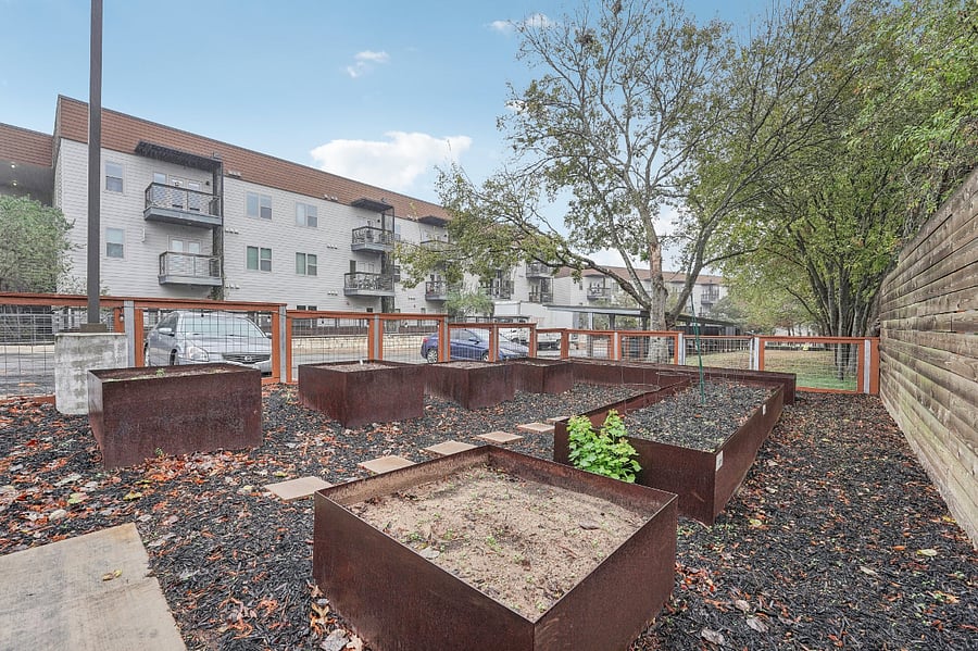 Outdoor community area with garden