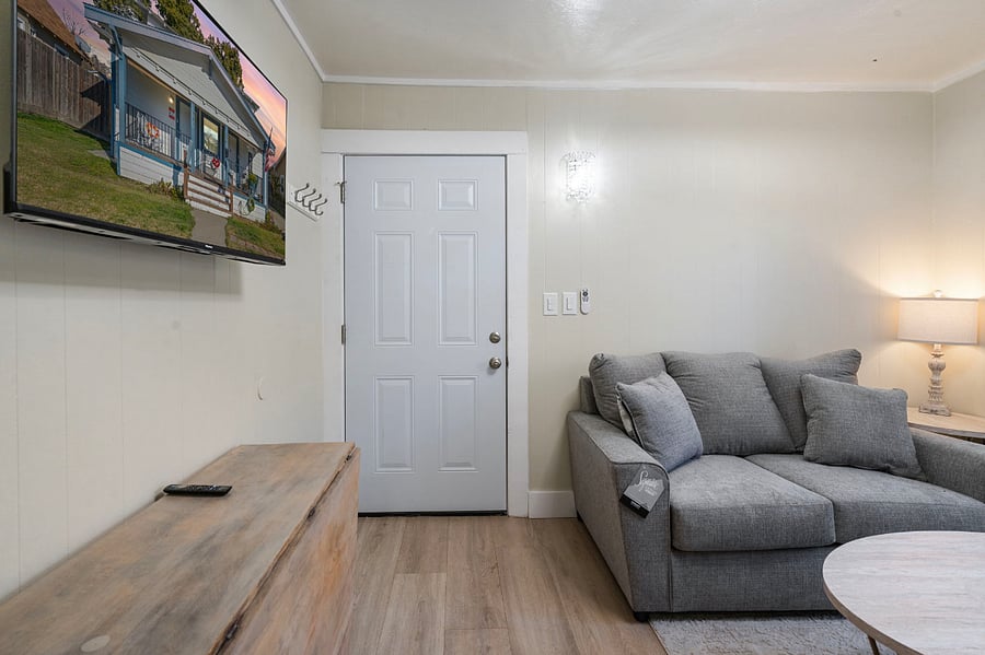 Roku 43 HDTV and alternate eating area.