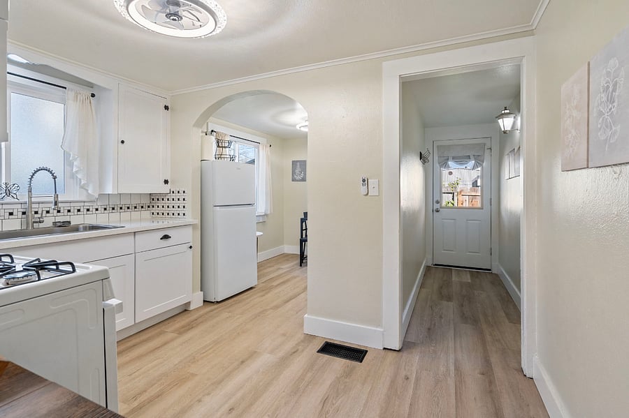 Kitchen and Dining are open and convenient.