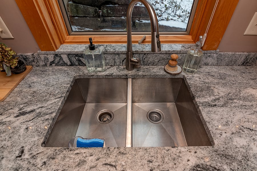 Full size double sink.
