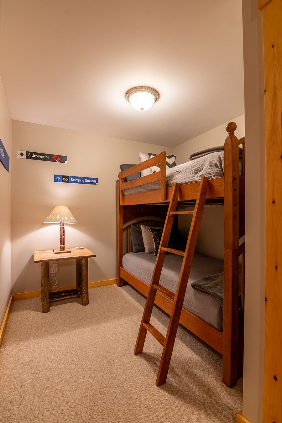 Bunkbeds in bunk room.