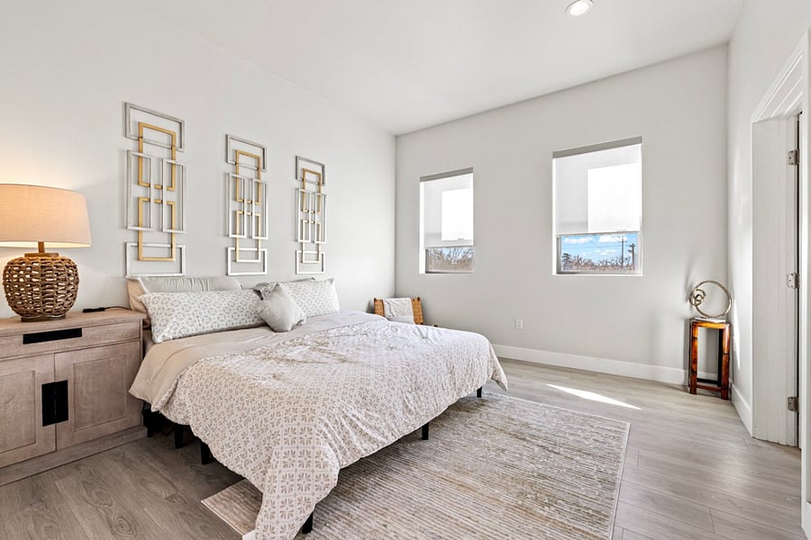 "Experience the ultimate luxury and comfort in the master bedroom with adjustable king size bed. Get ready to relax and unwind in style!"
