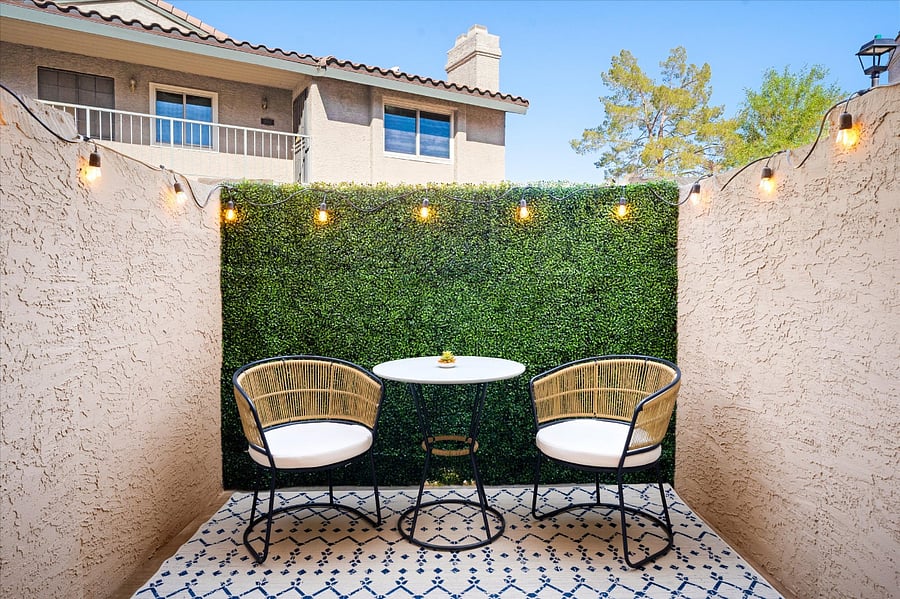 Enjoy the patio with magical string light ambiance!