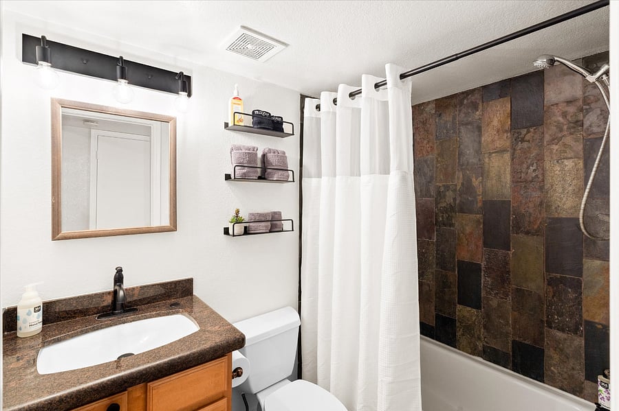 Hall bathroom with bathtub and shower combo