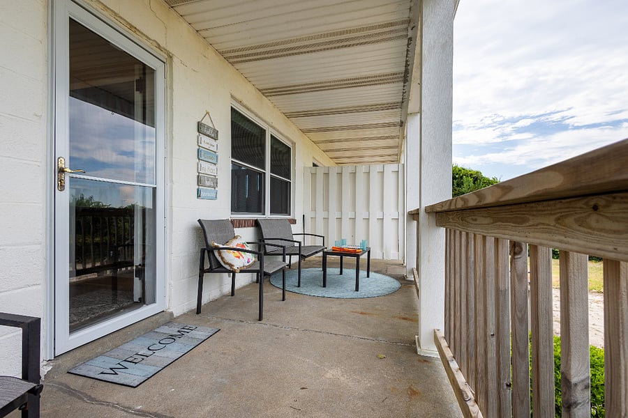 Unit B deck, backyard.