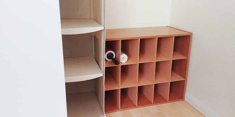 Ample shoe storage, lint roller and spare trash bags.