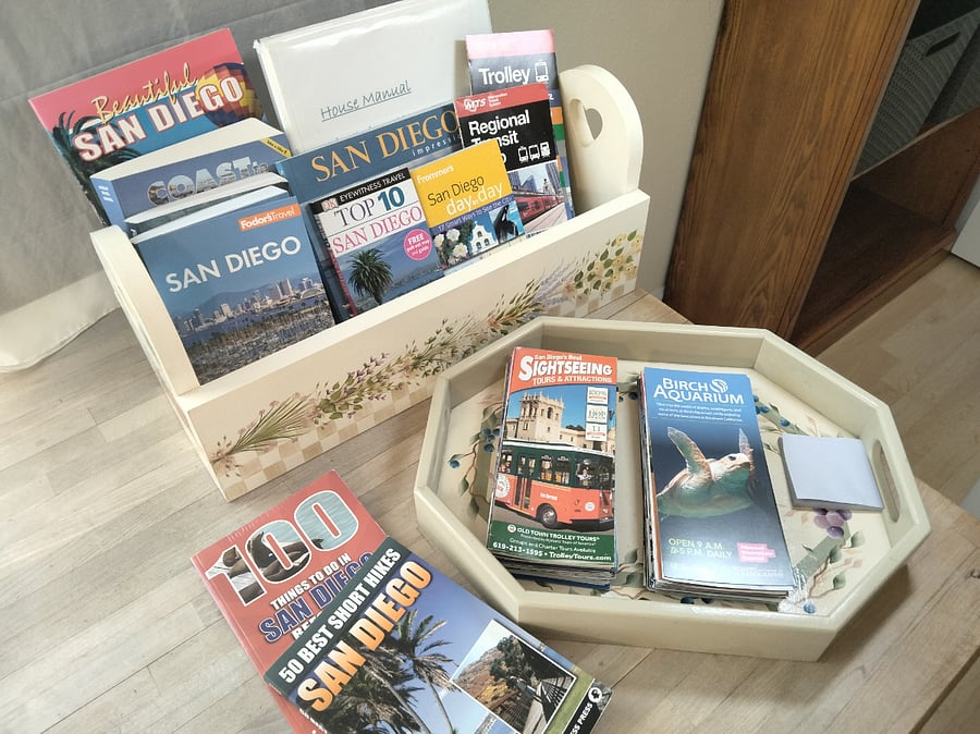 There are plenty of guidebooks and leaflets with ideas for places to see and fun things to do. Also maps of our public transport system. Nearest bus stop - 0.2 miles. nearest trolley station - 2 miles with free parking.