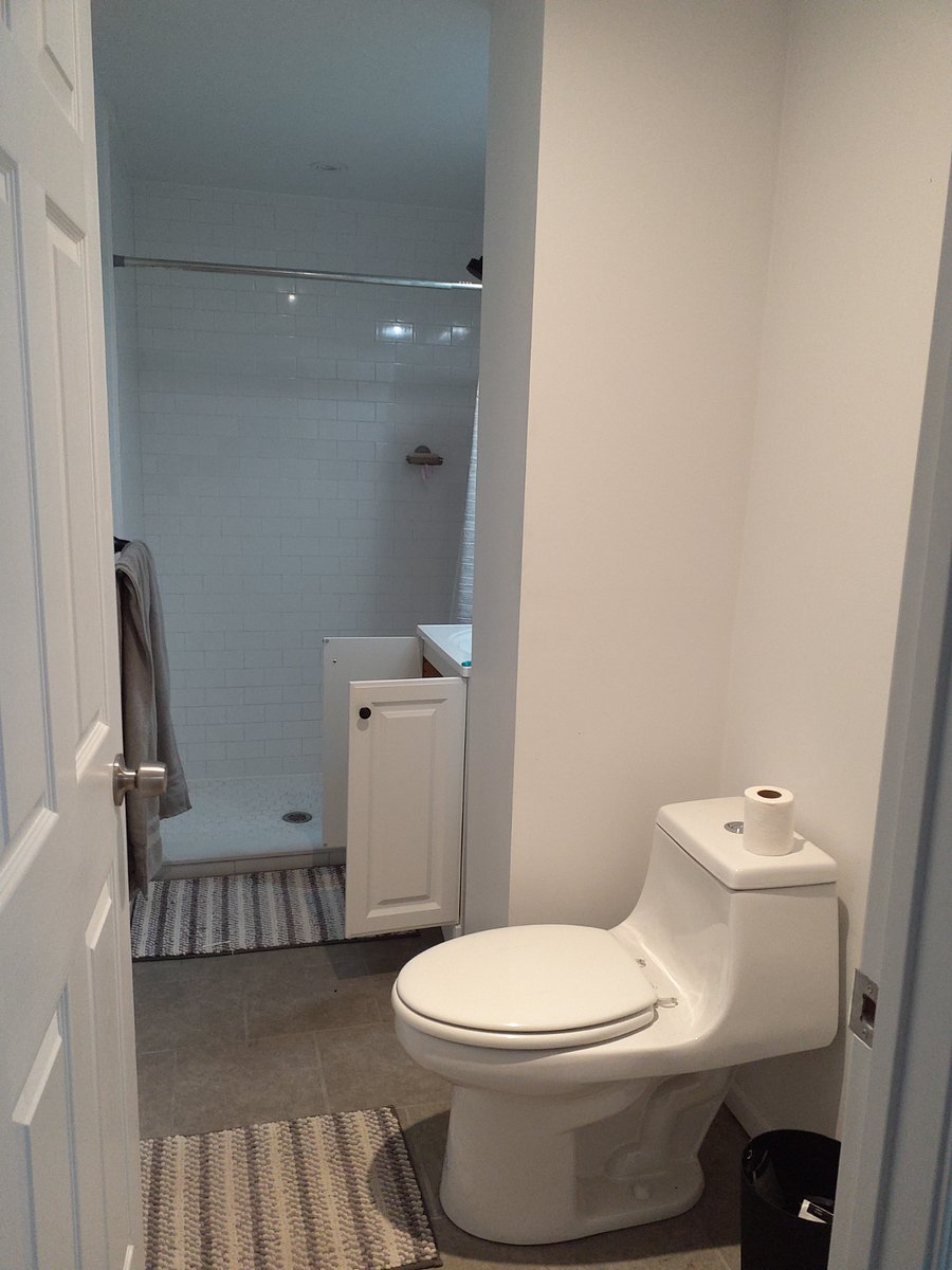 Lower level bath with shower
