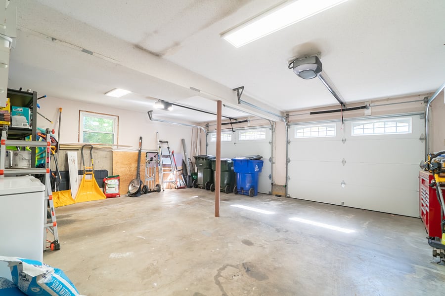 Garage with brand new garage doors