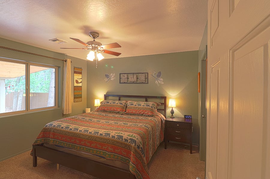The main bedroom features a king bed and smart TV. Nicely decorated and ready to welcome you.
