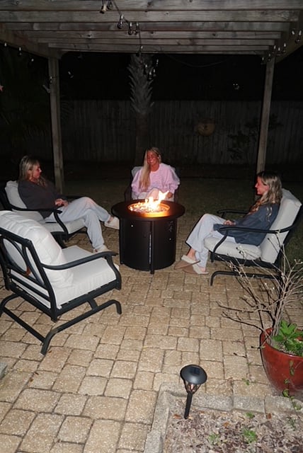 Fire table for cool evenings