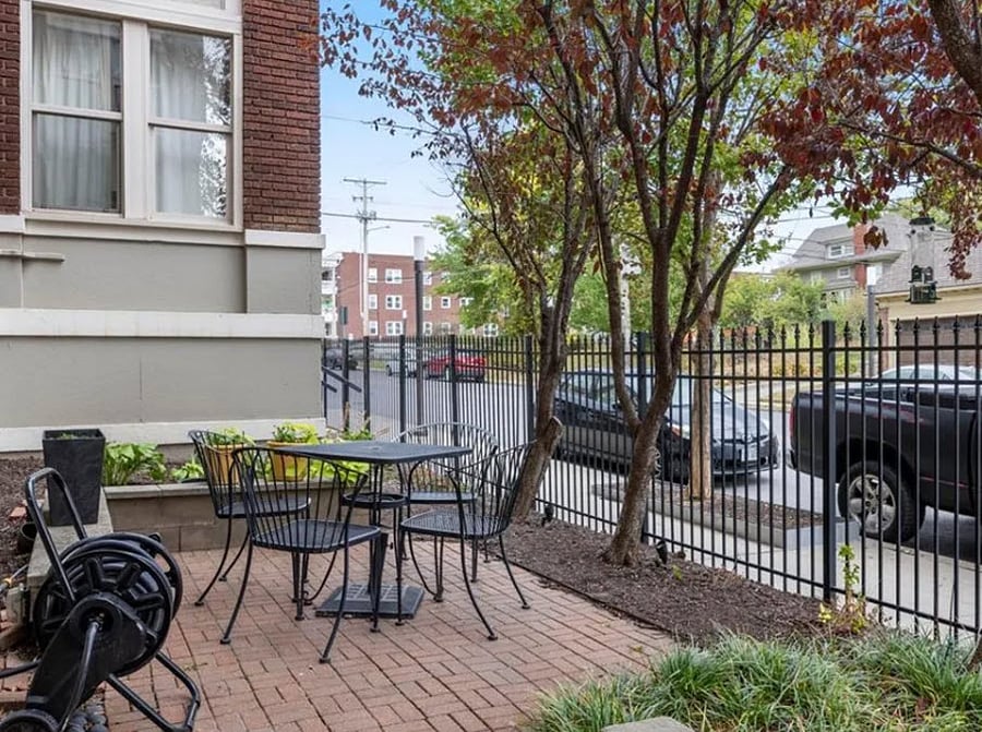 Lovely outdoor patio and garden area.