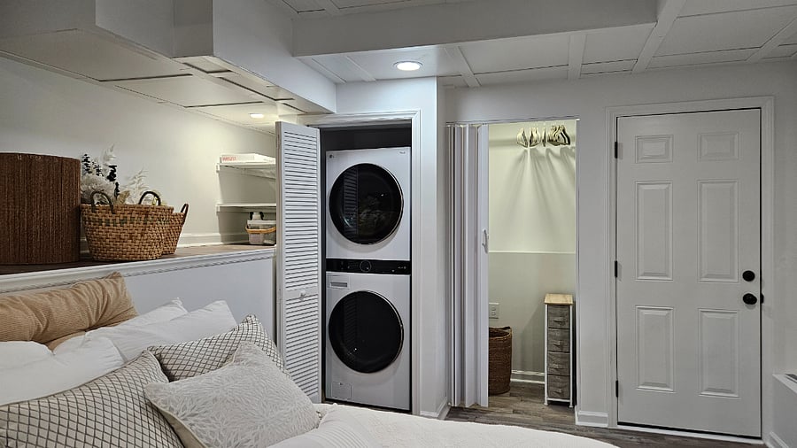 A new washer and dryer is in the unit and conveniently next to the closet.