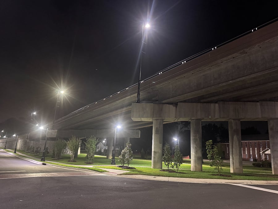 Brightly lit neighborhood lights make this area safe for walking or running in the day or night.