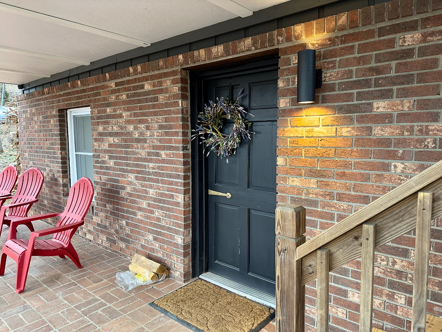 private entrance, with modern lighting