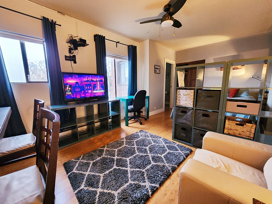 Desk and chair available with a view