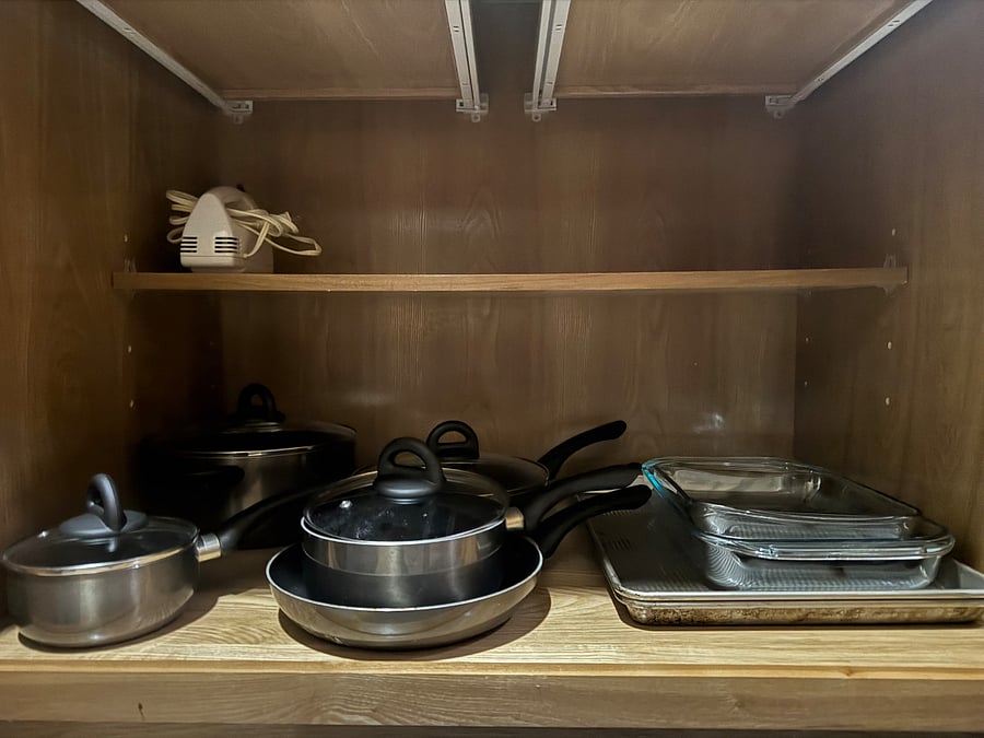 Kitchen Essentials (view 4): Pots, pans, Pyrex, baking ware, mixer, etc.