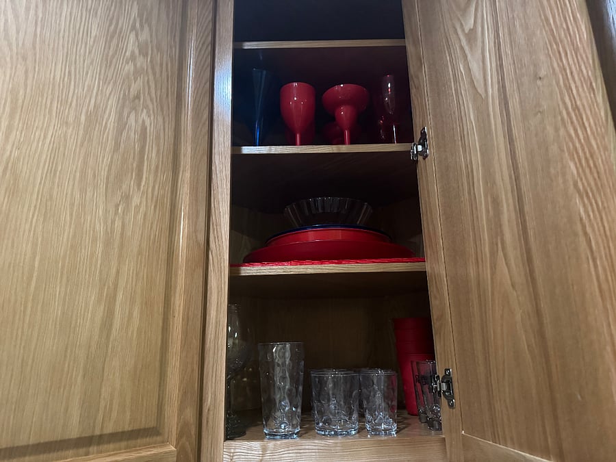 Kitchen Essentials (view 2): Drinking glasses, cocktail/wine glasses, plastic partyware