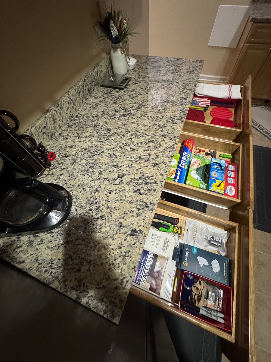 Kitchen Essentials (view 7): Dish towels, potholders, Ziploc storage, clips, basic tools, extra batteries, pens, small flashlight, safety plug covers, etc.