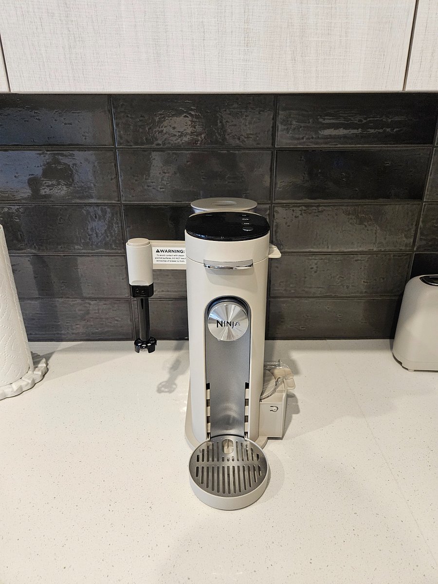 Ninja coffee maker makes hot or cold coffee, provides hot water for tea (or noodles, or instant oatmeal), and froths milk!