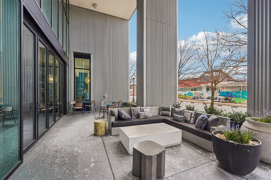 Exterior entrance and lounge area.