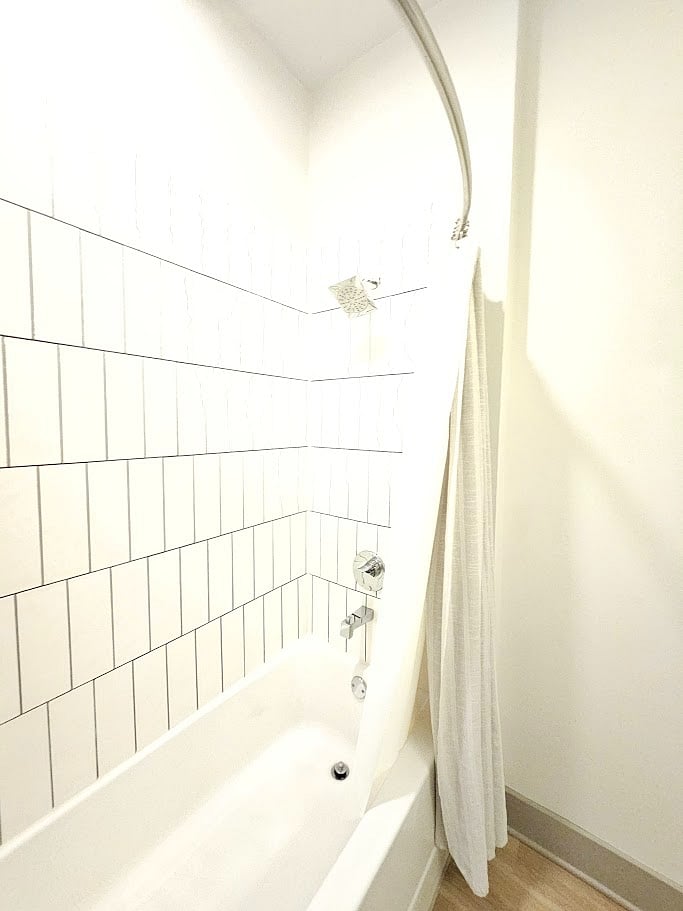Adjustable rain-head shower.