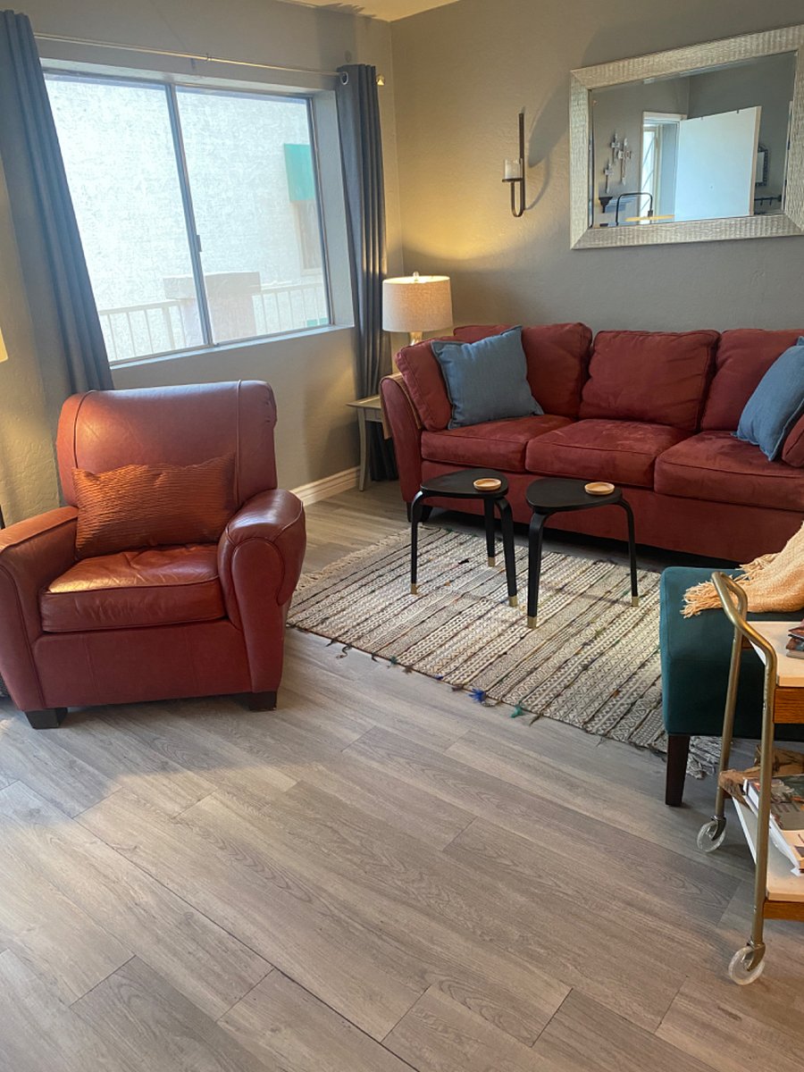 Living Room with pull out hide a bed queen size.
