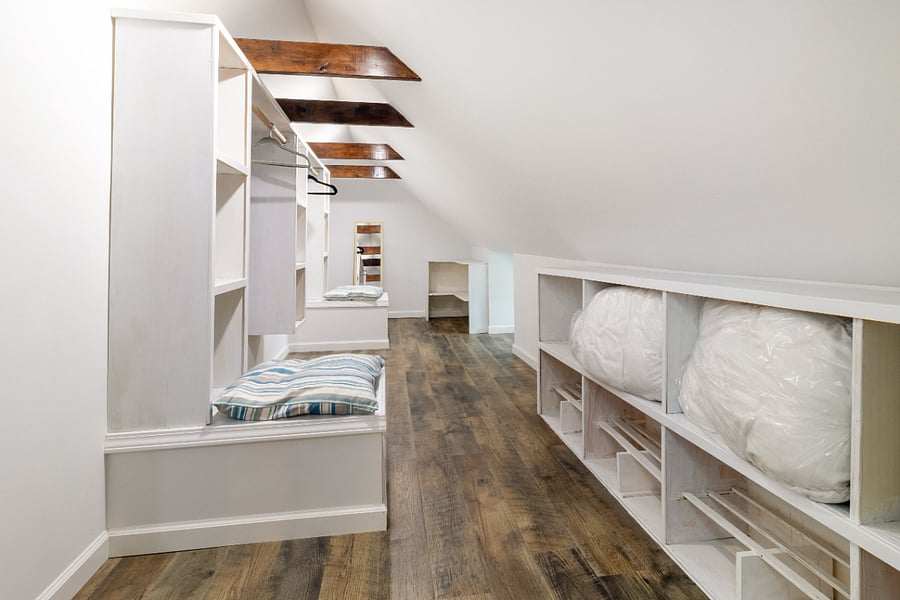 Huge walk in closet with built-ins for even more storage!