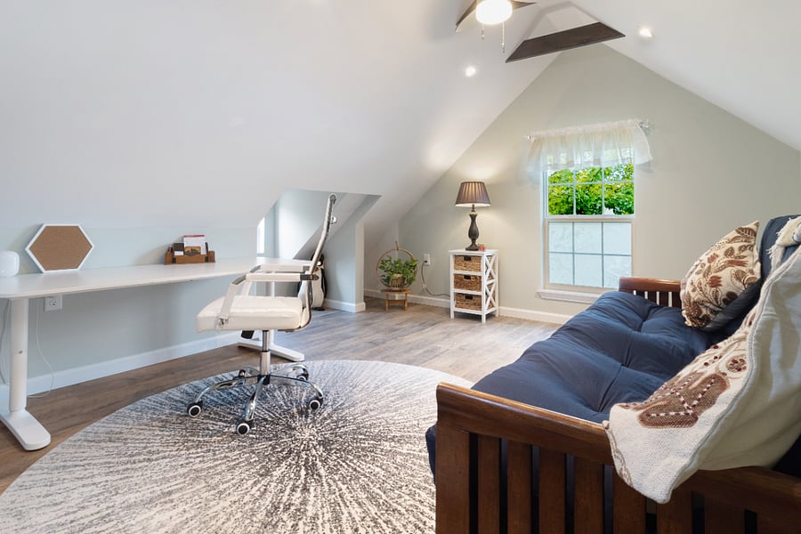 Front loft area may be used as an office or additional sleeping area with a futon