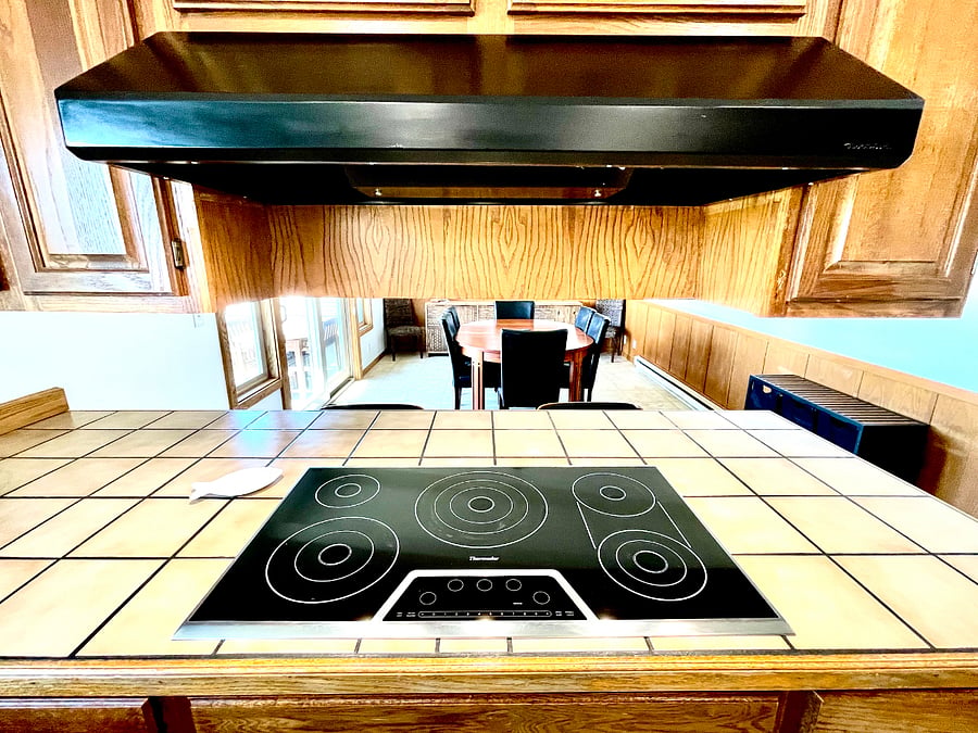 Five-burner electric cooktop.