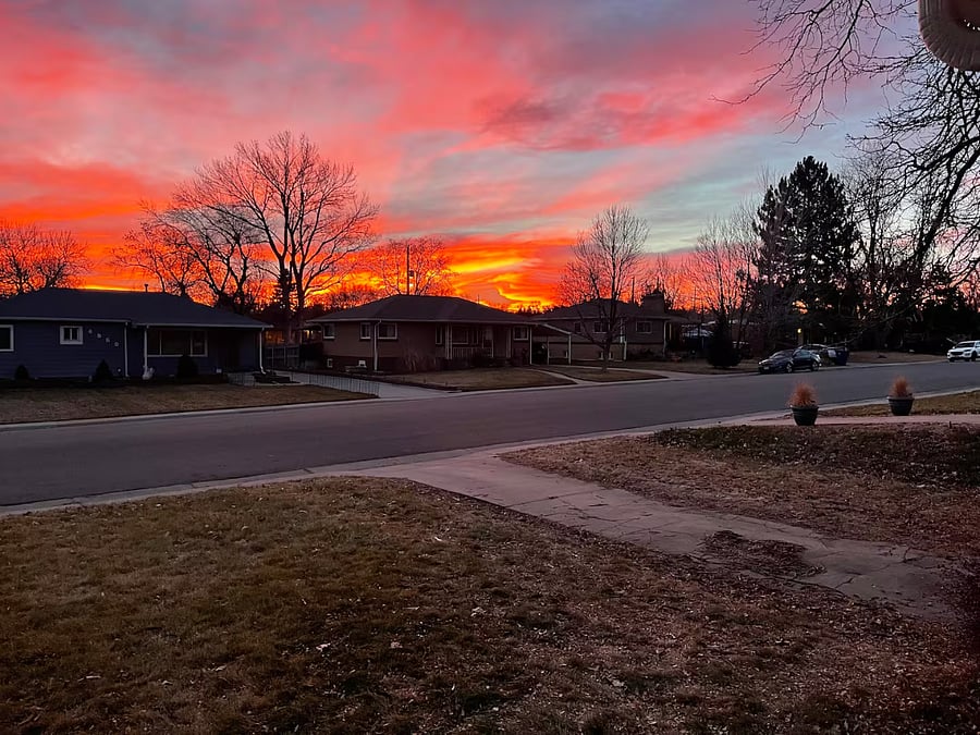 Sunrise over the front yard