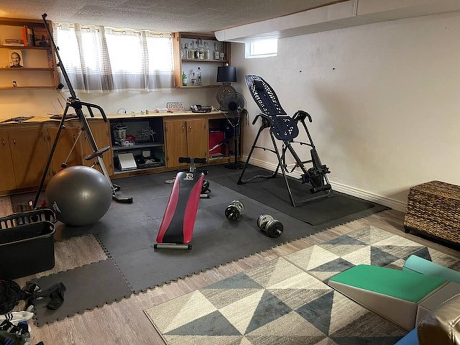 Work out equipment in the basement