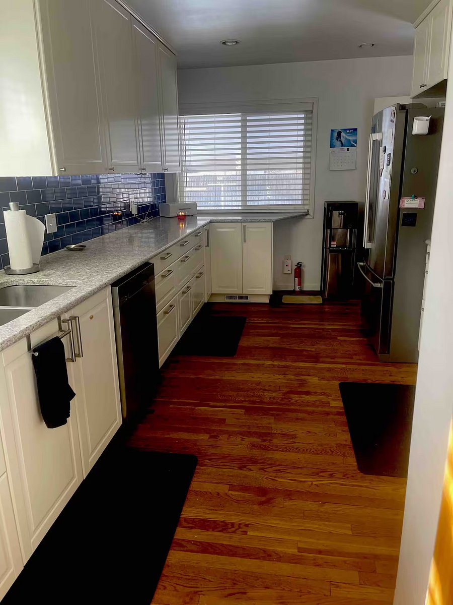 Updated kitchen with granite countertops, a new dishwasher, and stainless steel appliances. Inside the cabinets you will find all the dishware and cooking utensils you will need.