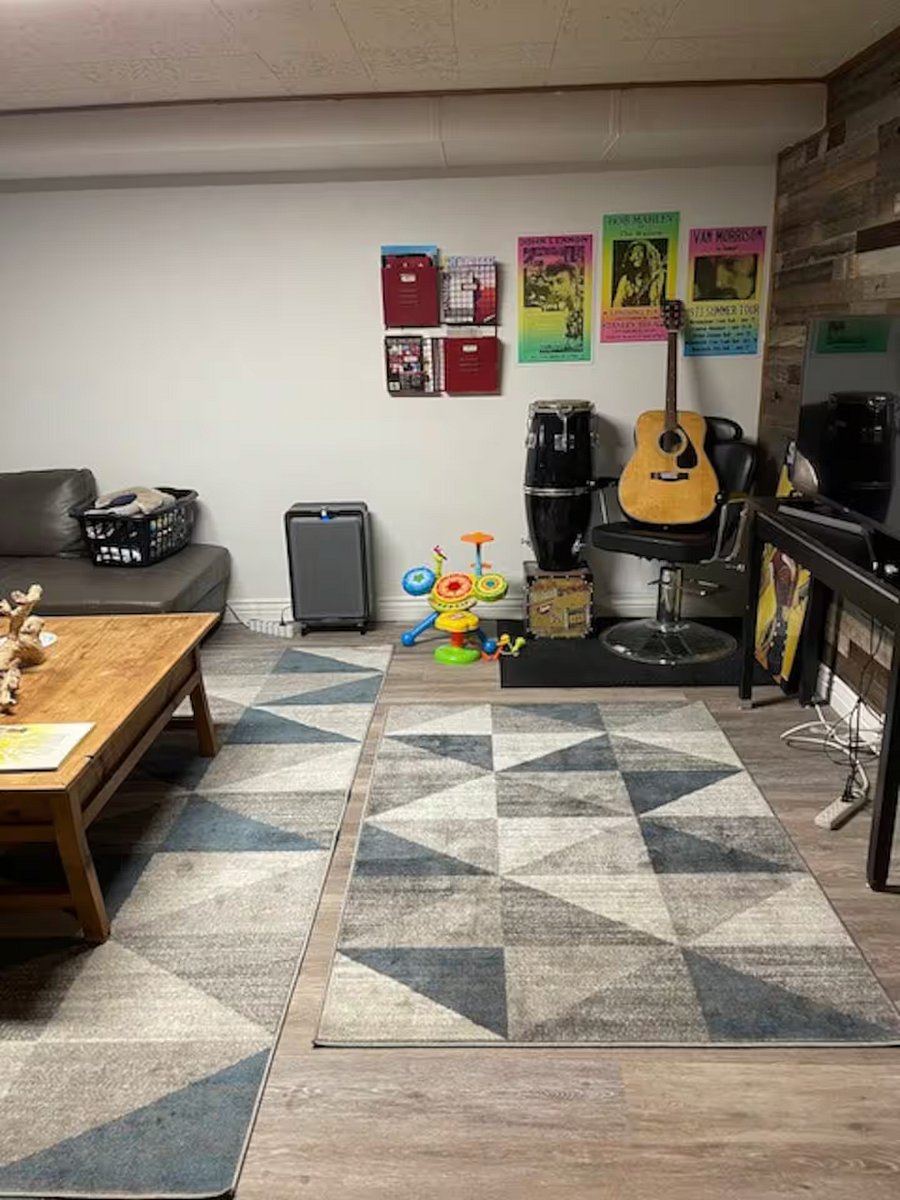 Spacious basement den / living room area