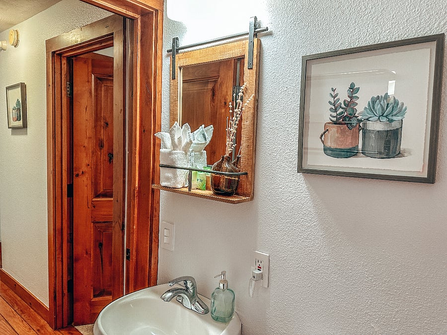 Half bath on bottom floor.