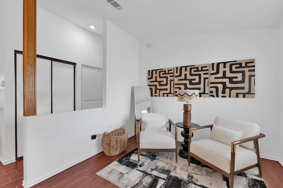 Seating area in auxiliary room for office or play area