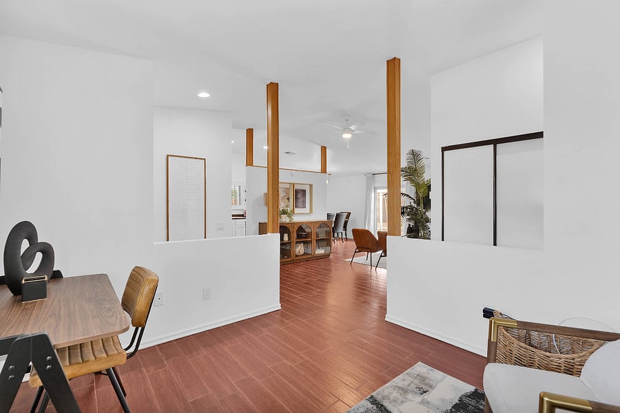 Seating area in auxiliary room for office or play area