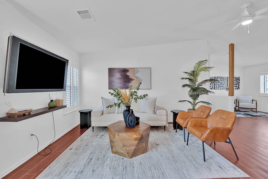 Living room with smart TV