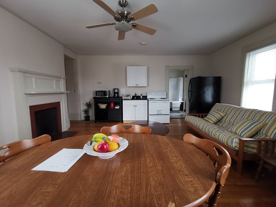 living room and kitchen area