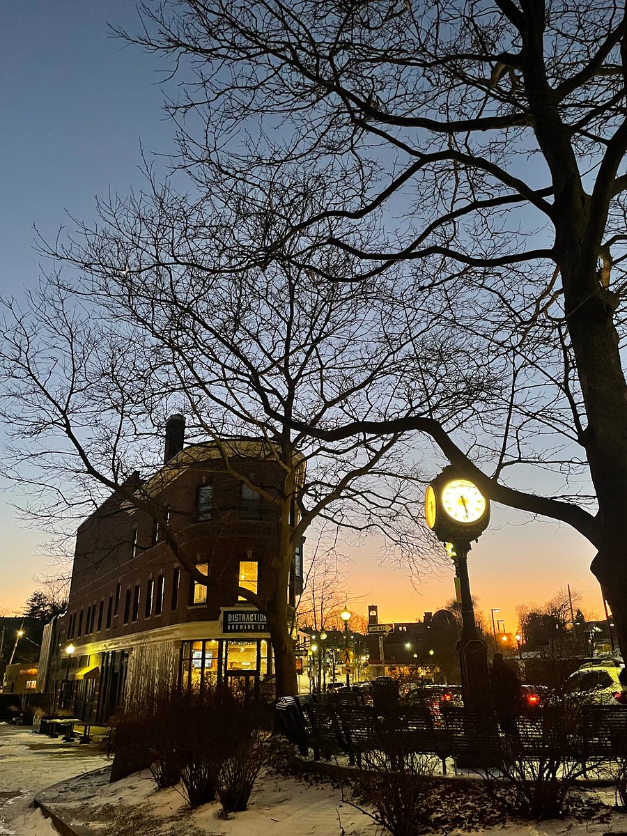Roslindale Village at dusk