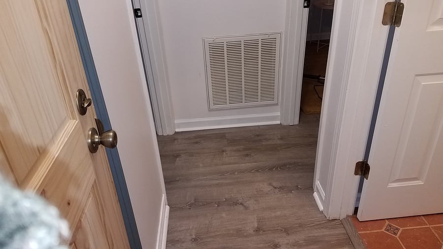 This is the solid core door on the inside of the 2 bedroom/one bath suite.