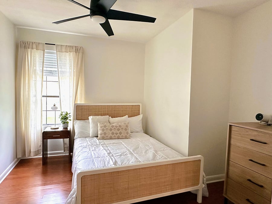 Smallest room with shared bathroom.