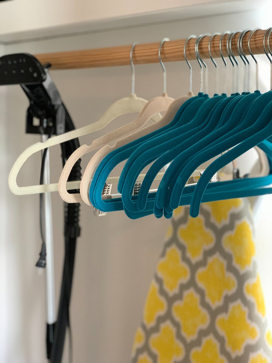 Plenty of clothes hangers for any garment. Plus, a garment steamer!