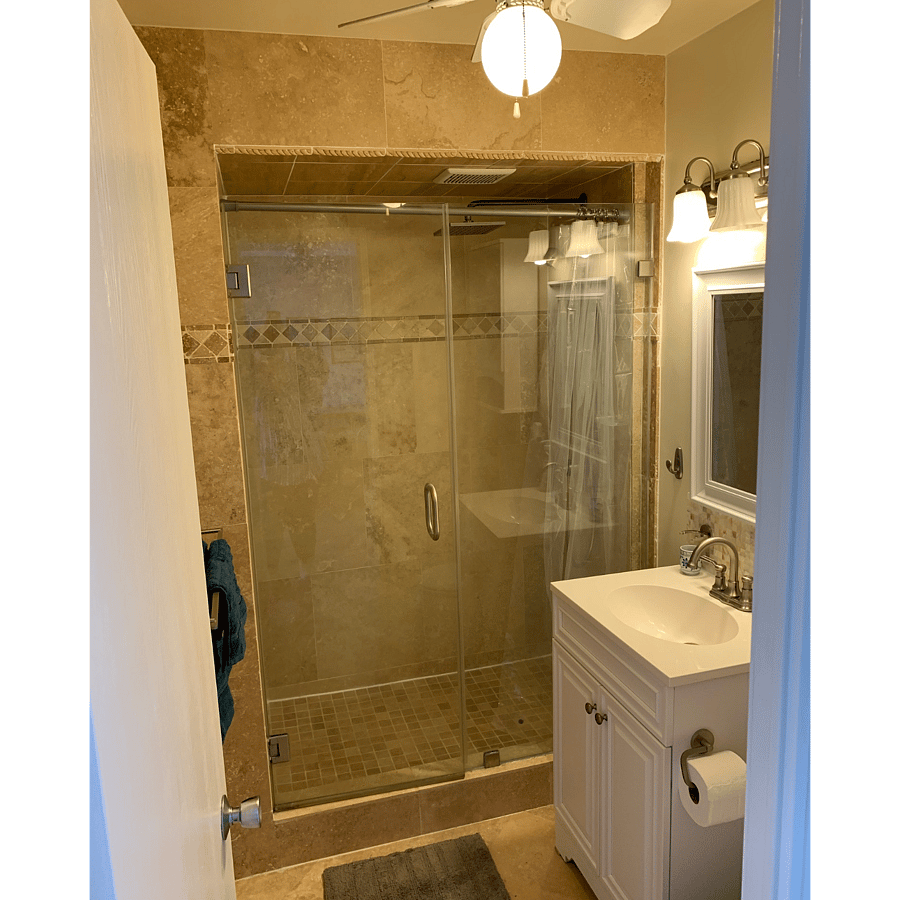 Updated and clean bathroom, with rain showerhead